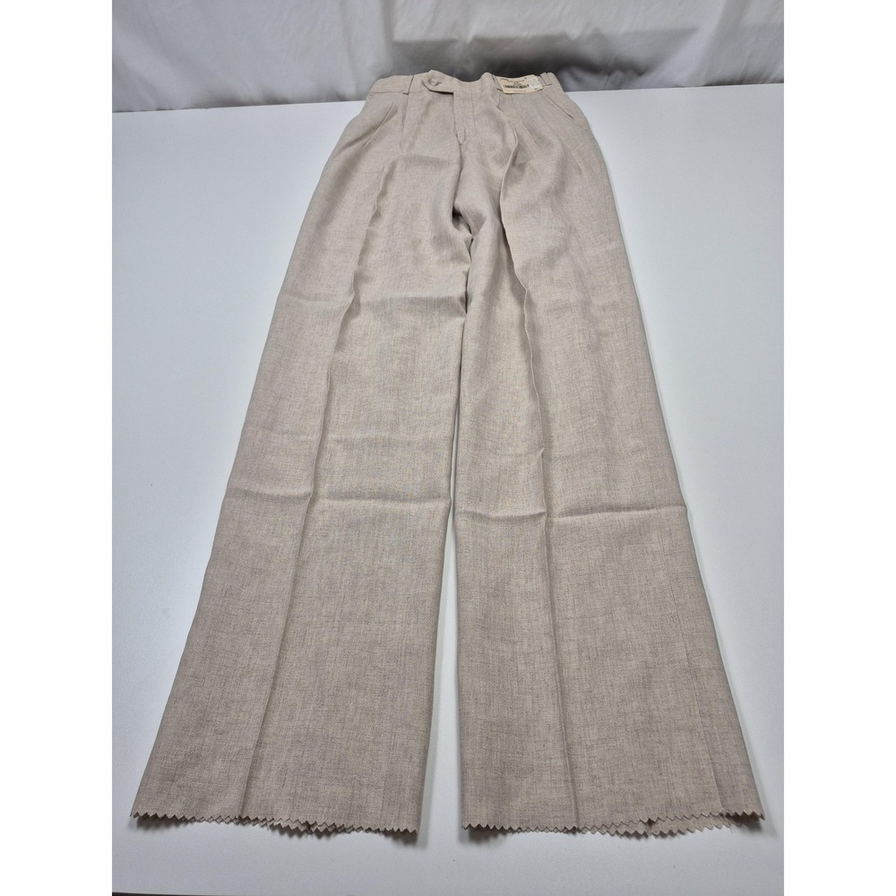 Howell Dress Pants Mens 29x36 Beige Flax Lyocell Pleated Straight Leg Pockets